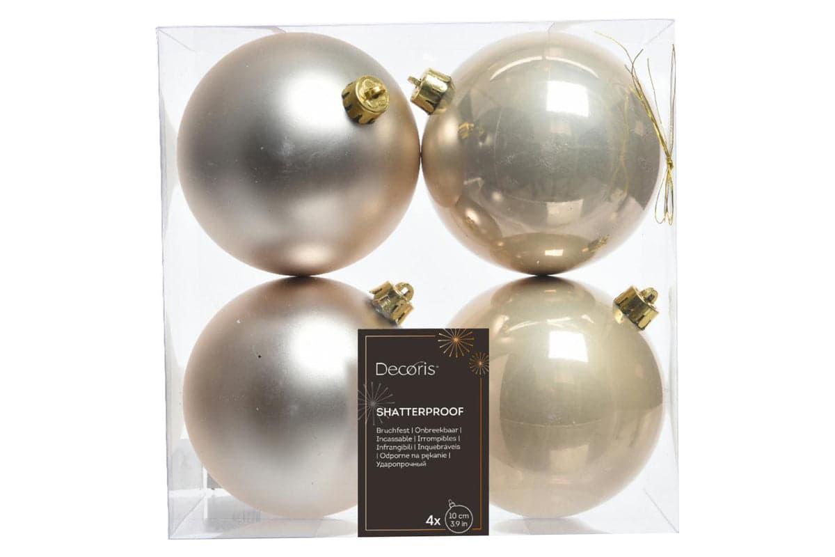 Christmas Decoration | Kaemingk Shatterproof Baubles | Pearl | 10cm | 4 Pack