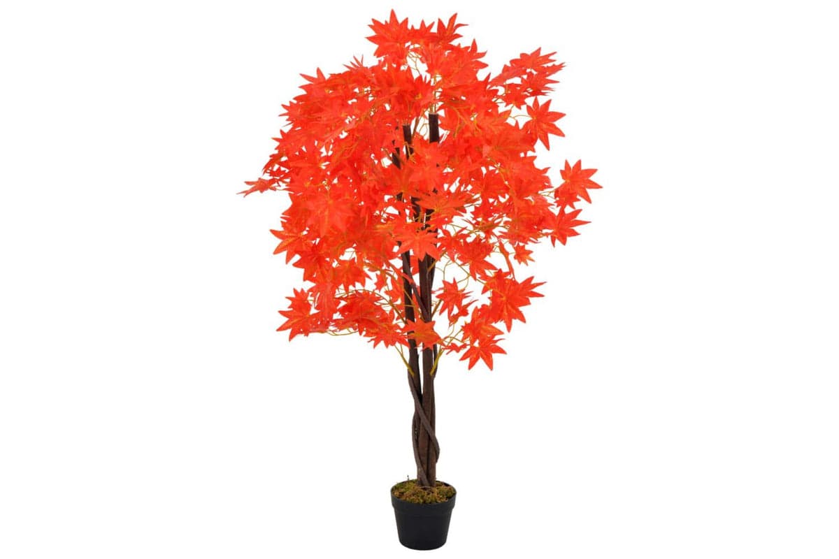 Artificial Plant Maple Tree With Pot Red 120 Cm
