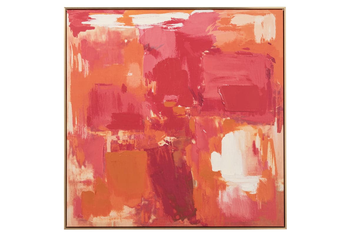 Painting Deb Framed Canvas Wall Art | Pink/Orange | 90 x 90 cm