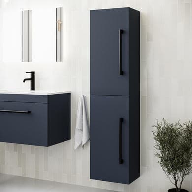 Ashford Double Door Blue Wall Mounted Tall Bathroom Cabinet