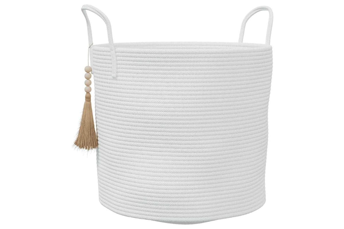 Storage Basket White 40x35 Cm Cotton