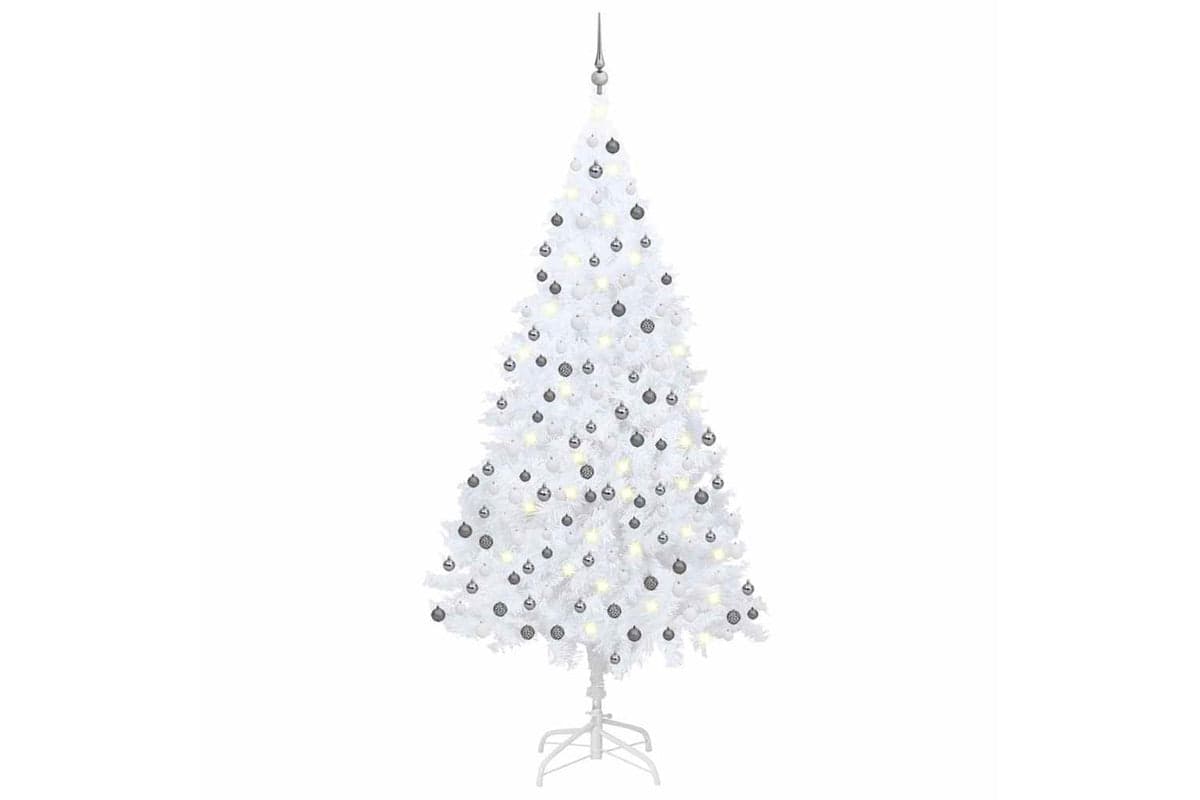 Vidaxl Artificial Pre-lit Christmas Tree With Ball Set White 240 Cm