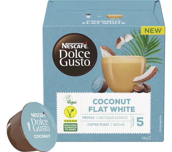 NESCAFE Dolce Gusto Plant Based Coconut Flat White Coffee Pods - Pack of 12