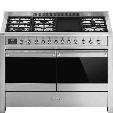 Refurbished Smeg Opera A4-81 120cm Dual Fuel Range Cooker with Electric Griddle Stainless Steel