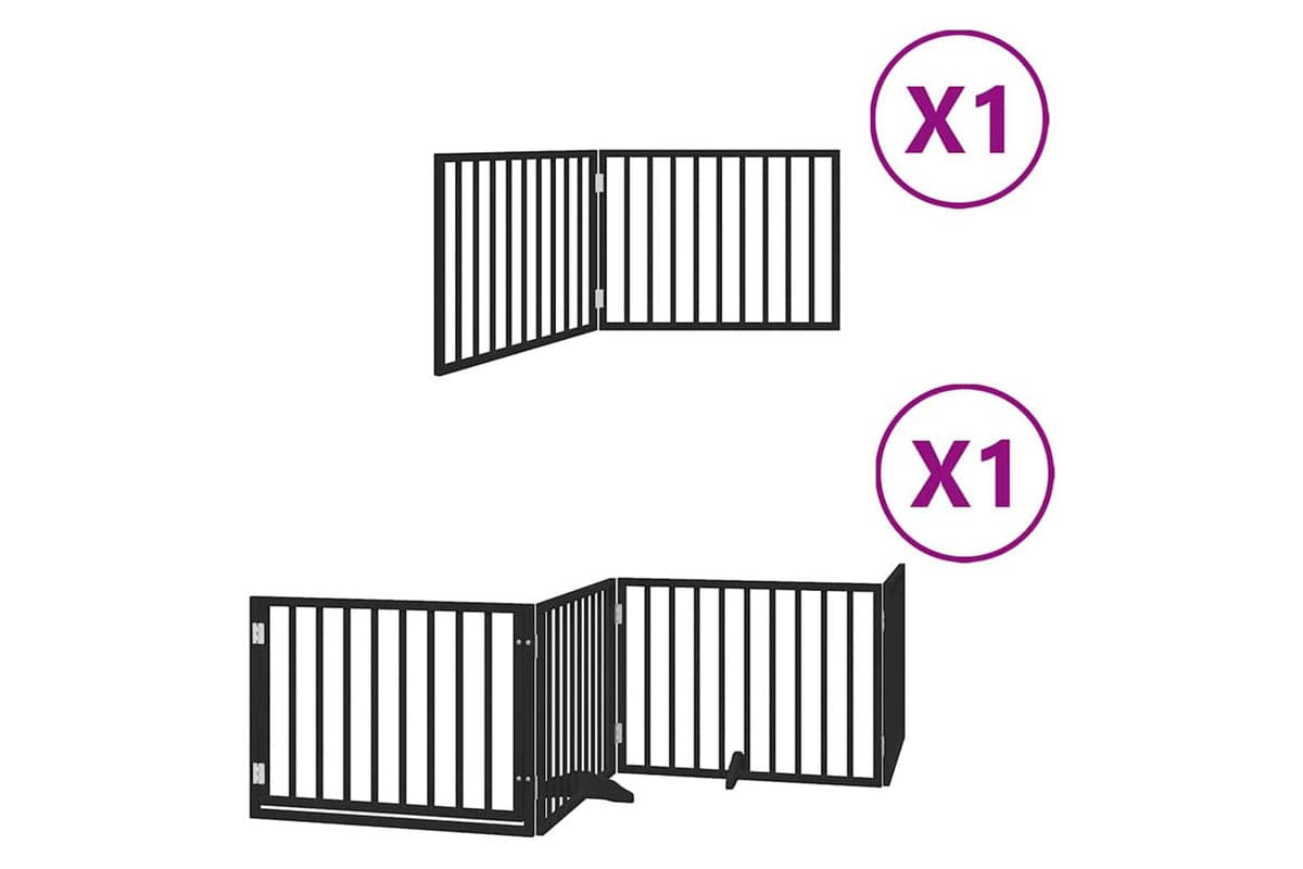 Vidaxl Dog Gate With Door Foldable 6 Panels Black 480 Cm Poplar Wood