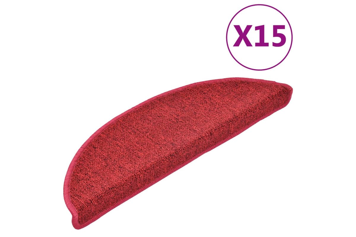 vidaXL 133881 Carpet Stair Treads 15 Pcs Bordeaux Red 56x17x3cm