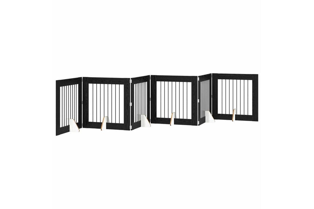 Vidaxl Foldable Dog Gate With Stands 6 Pcs Black Oak 482 Cm