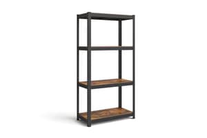 4-tier Shelving Unit | Heavy Duty Adjustable Shelves | Steel And Mdf | 80 X 40 X 160 Cm | Black