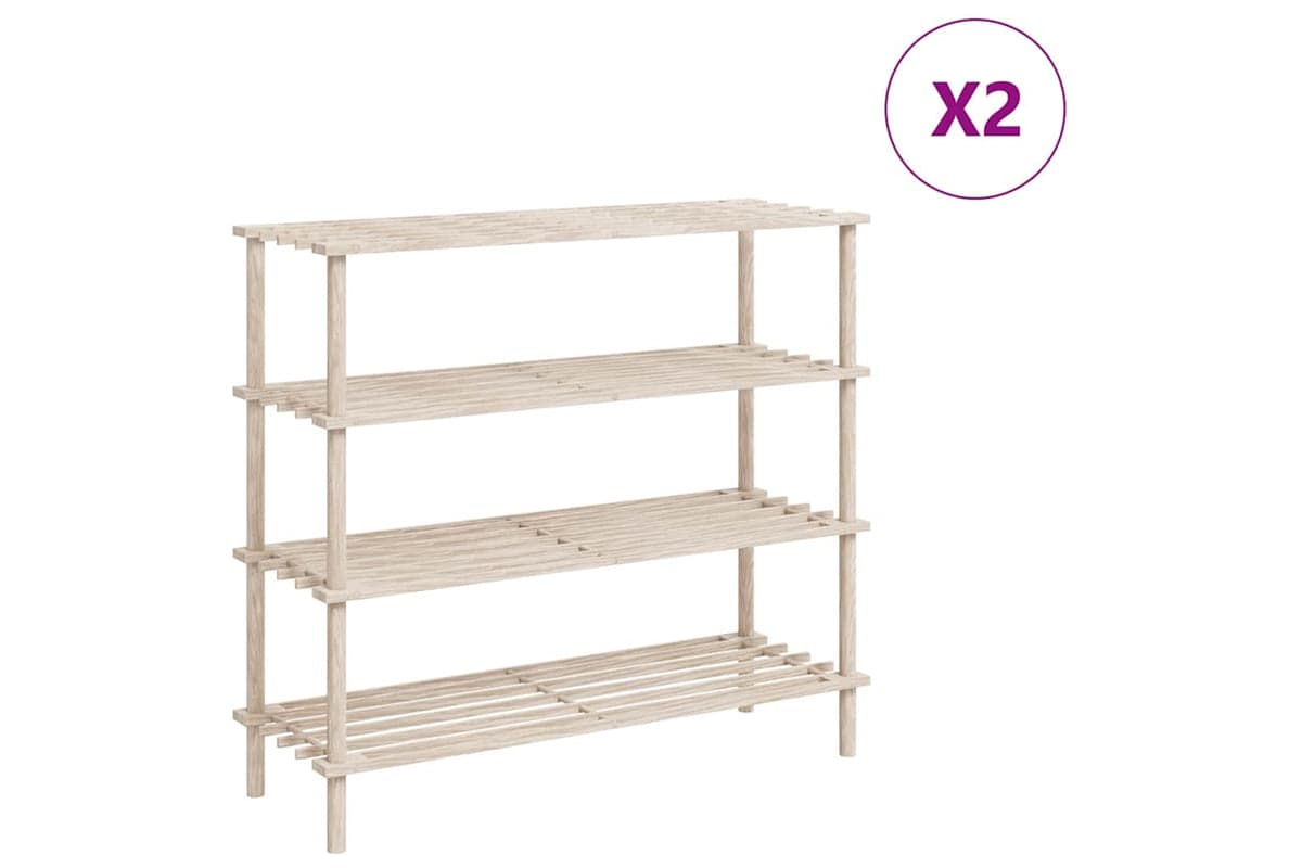 Vidaxl 241066 4-tier Shoe Racks 2 Pcs Solid Fir Wood