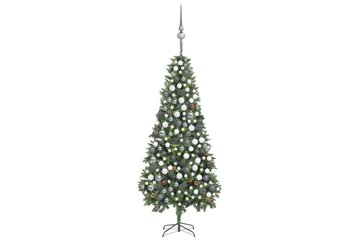 Vidaxl Artificial Pre-lit Christmas Tree Ball Set Pinecones 210 Cm