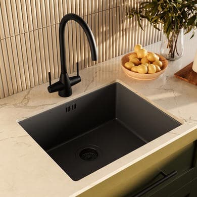 ONLY OPENED - Single Bowl Black Undermount Stainless Steel Kitchen Sink- Enza Tamara