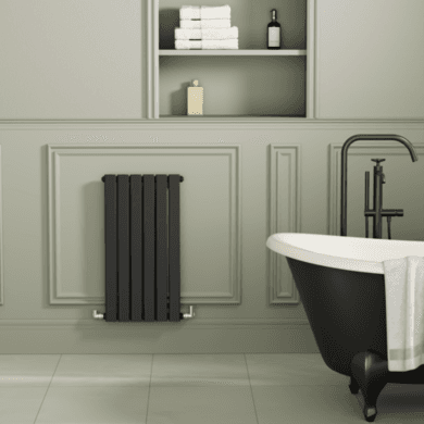 Riace Midnight Black Horizontal Flat Designer Radiator 800x408mm Single Panel 1299 BTU