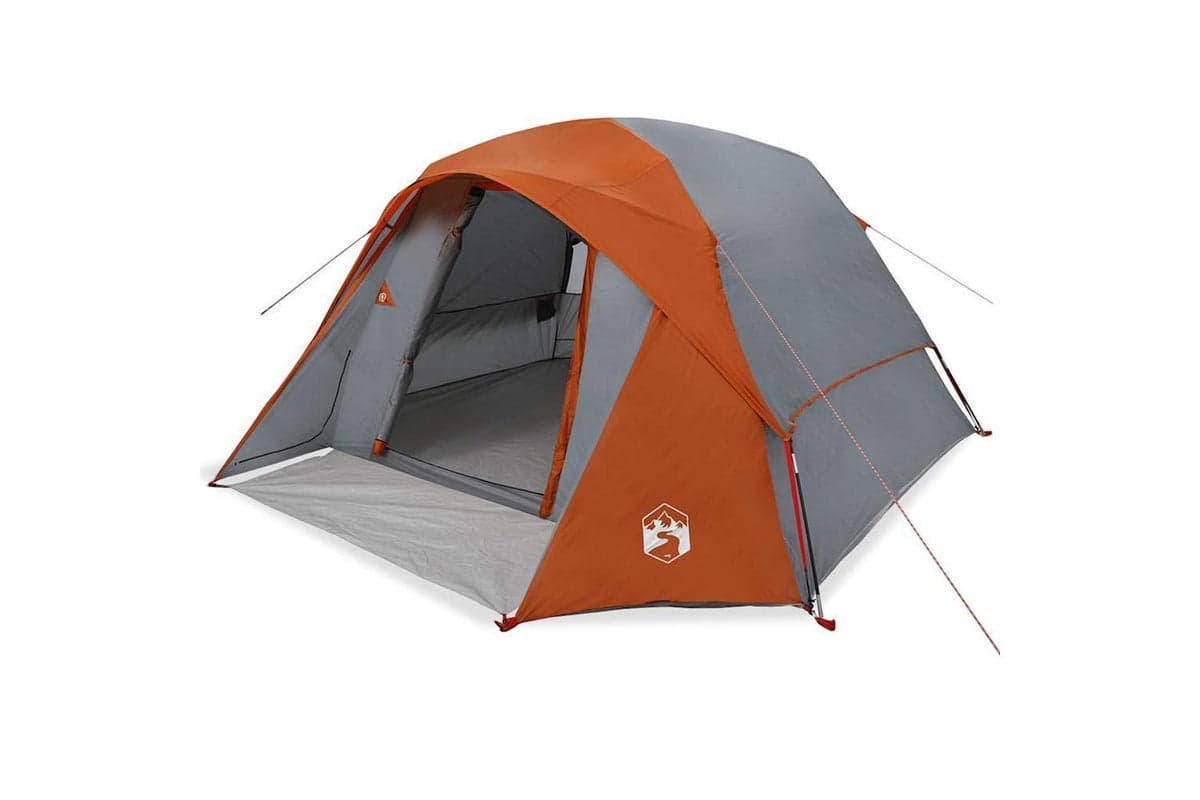 Vidaxl Camping Tent Cabin 4-person Grey And Orange Waterproof