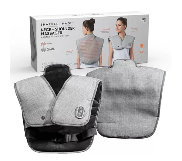 SHARPER IMAGE Heated Neck & Shoulder Massager Wrap - Grey