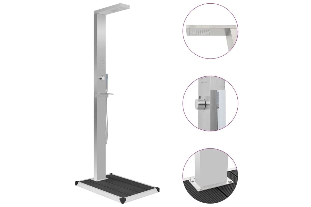 Vidaxl 3051290 Outdoor Shower With Tray Wpc Stainless Steel