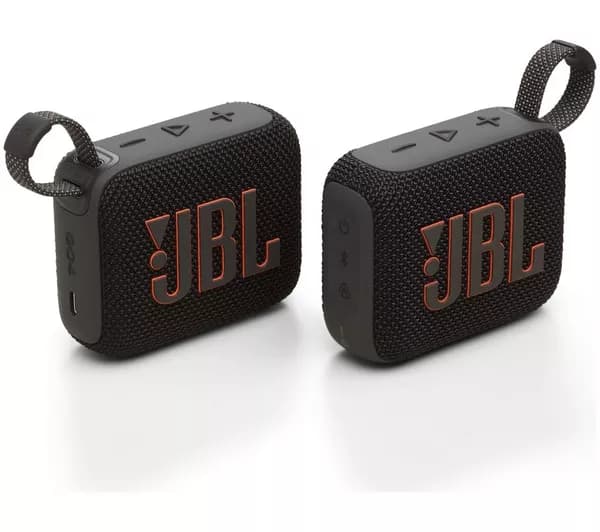 JBL Go 4 Duo Portable Bluetooth Speaker Bundle - Black