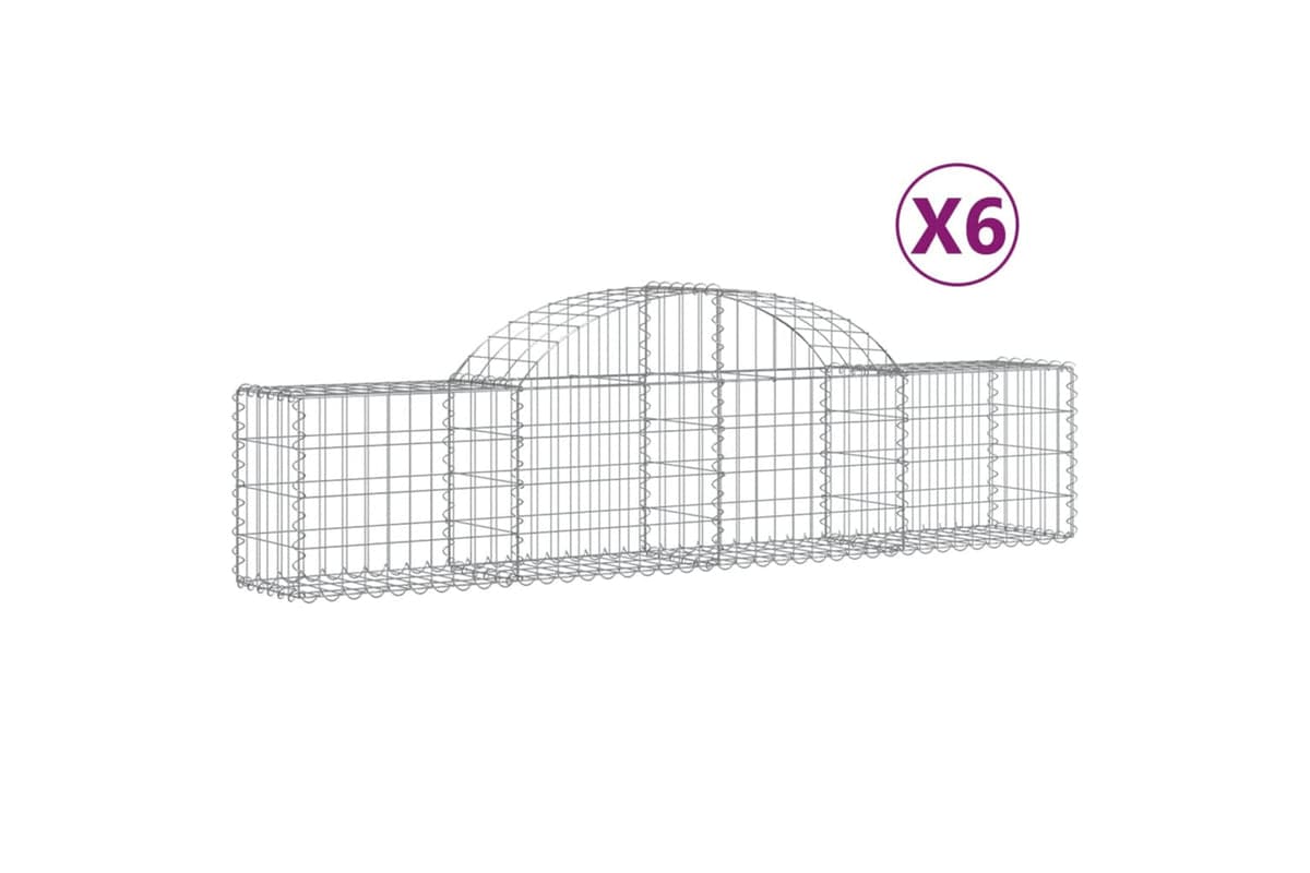 vidaXL 3146051 Arched Gabion Baskets 6 Pcs 200x30x40/60cm Galvanised Iron