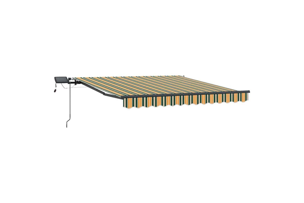 Vidaxl Retractable Awning Manual Green And Yellow 300 X 250 Cm Fabric