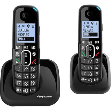 Amplicomms ATL1423457 BigTel 1502 Cordless Big Button Phone for Elderly Duo | Black