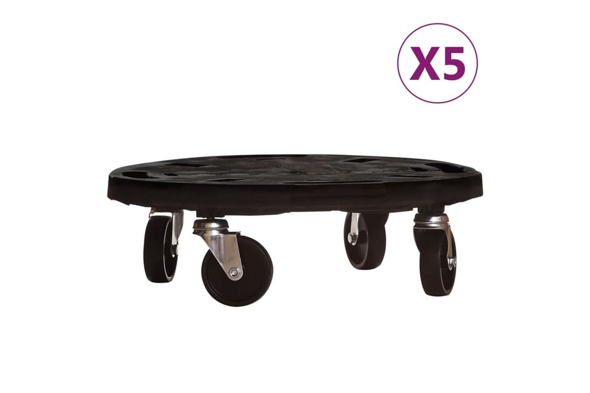 Vidaxl Plant Trolleys With Wheels 5 Pcs Diameter 40 Cm Black 275 Kg