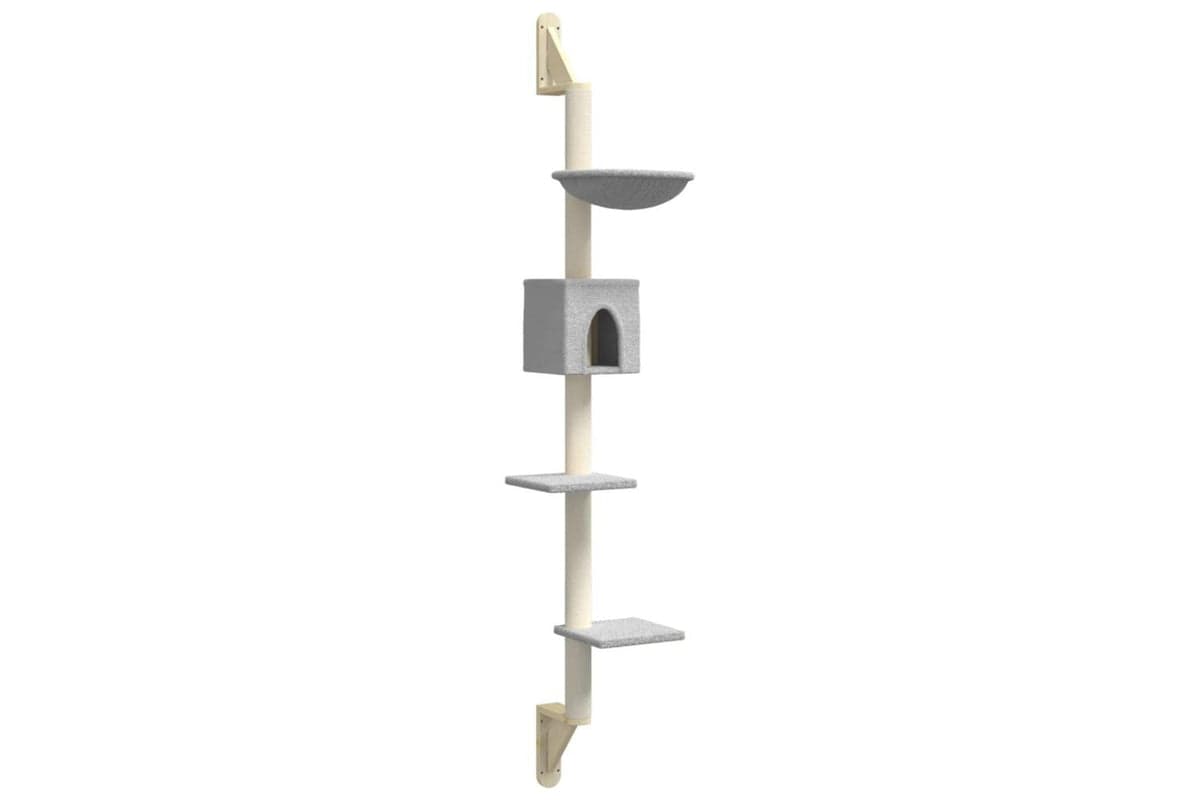 Vidaxl Wall-mounted Cat Tree With Scratching Post Light Grey 187 Cm