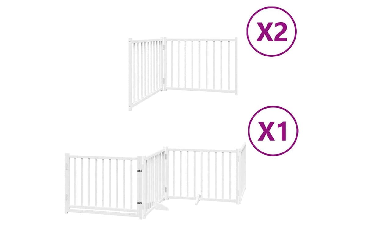 Vidaxl Dog Gate With Door Foldable 8 Panels White 640 Cm Poplar Wood