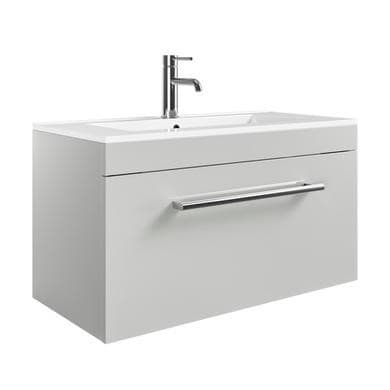 800mm Grey Wall Hung Vanity Unit with Basin and Chrome Handles - Ashford