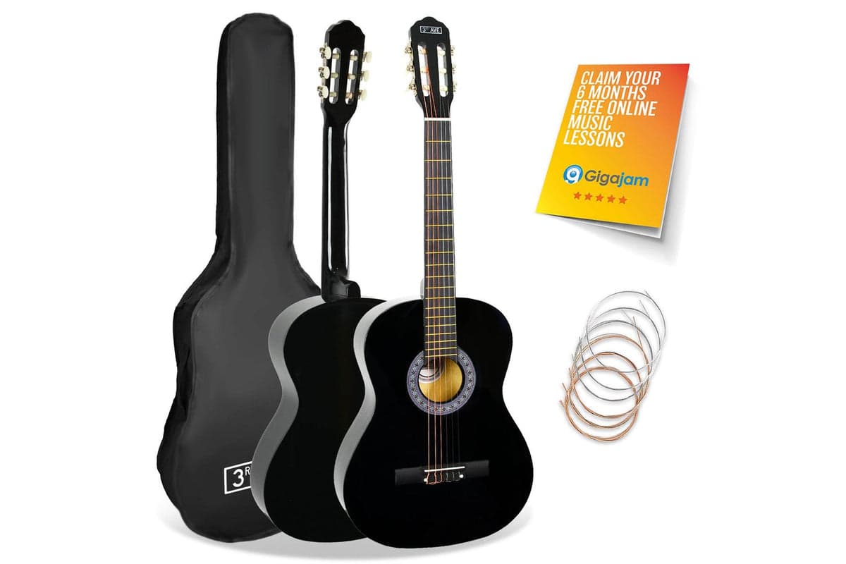 3rd Avenue Full Size Classical Guitar Pack - Black