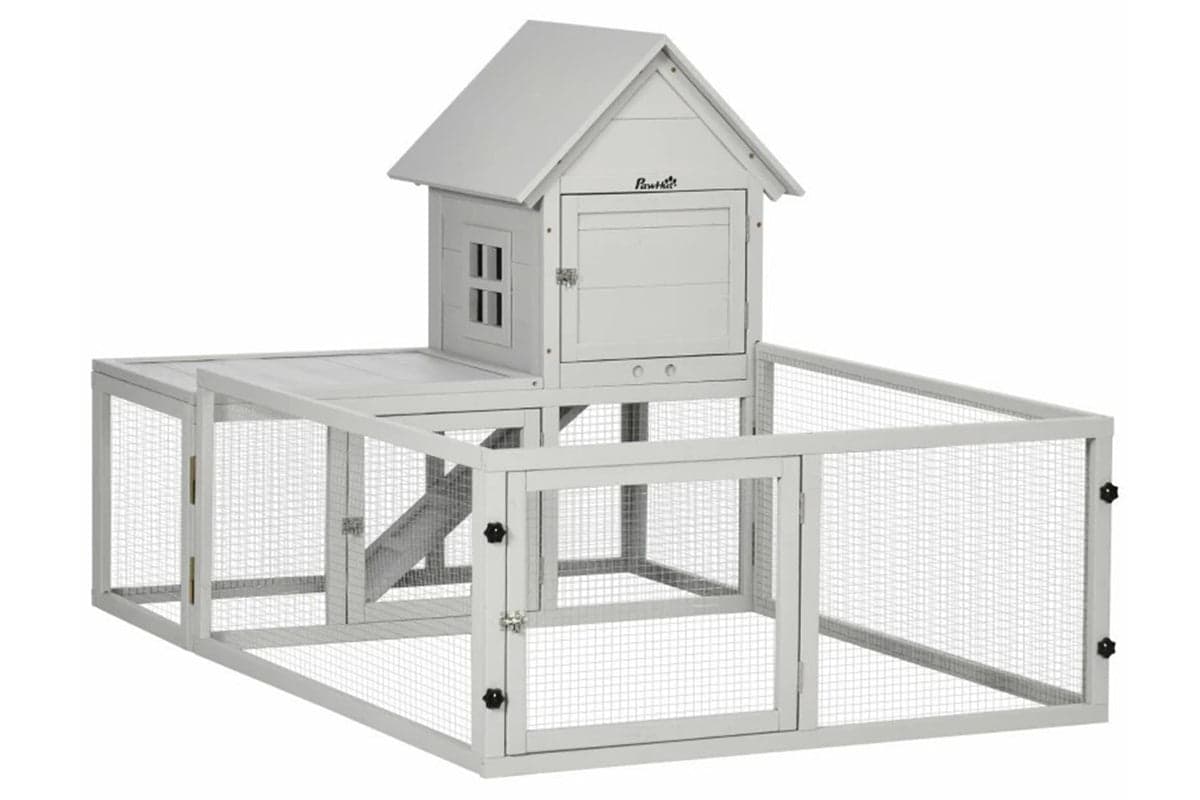 PawHut Indoor Rabbit Hutch | Light Grey