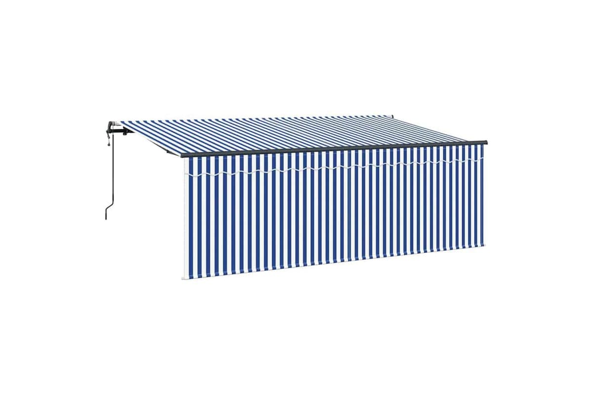 Vidaxl Retractable Awning Blue And White 400 X 200 Cm Fabric