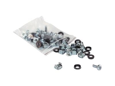 INTELLINET - Cage Nut Set, 20 Pack - M6 Nuts, Bolts and Washers, Suitable for Network Cabinets/Server Racks, Plastic Storage Jar, Lifetime Warranty - rack screws, nuts and washers