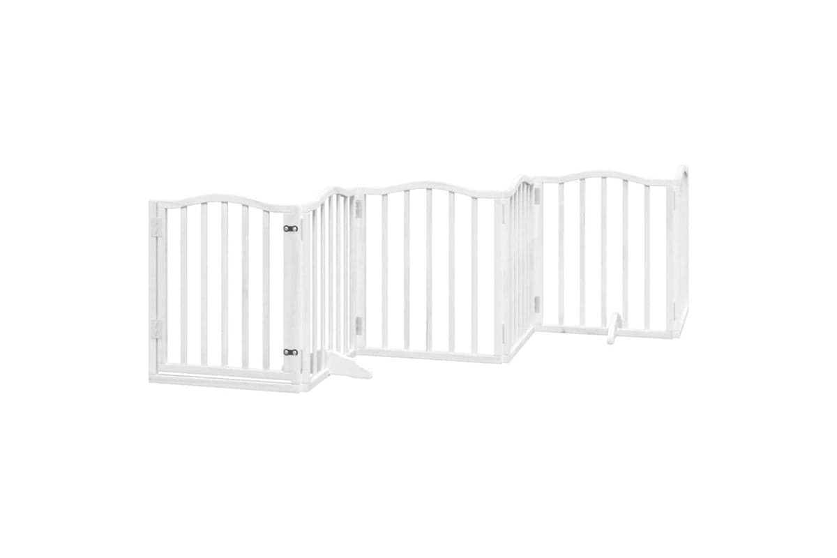 Vidaxl Dog Gate With Door Foldable 6 Panels White 300 Cmpoplar Wood