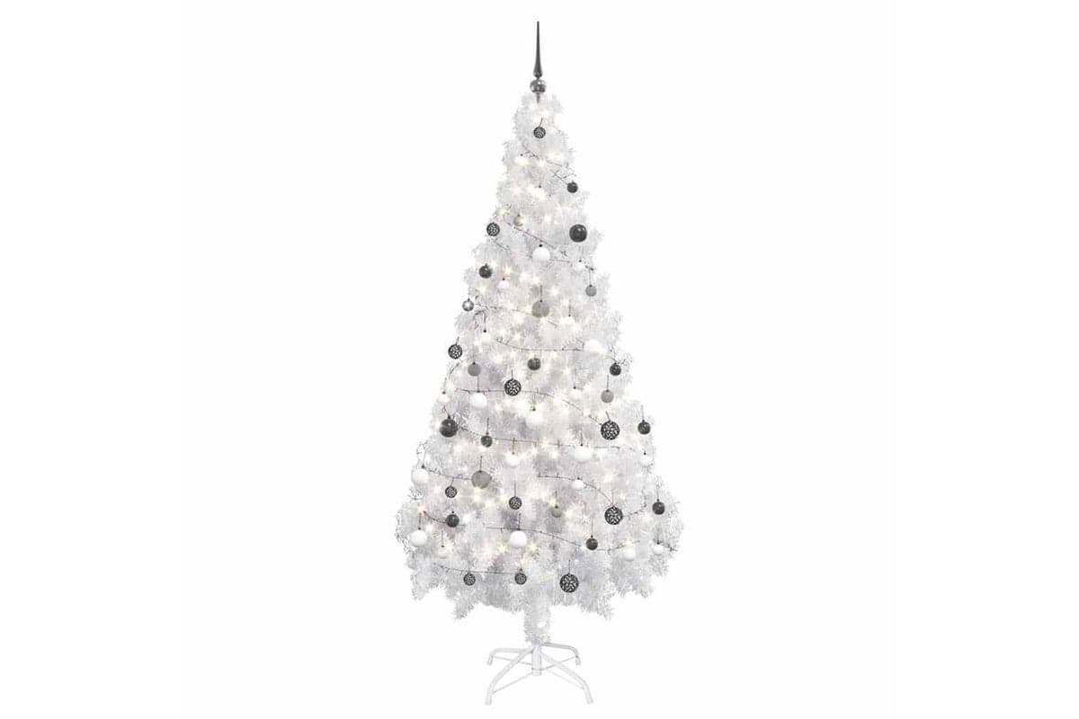 Vidaxl Artificial Pre-lit Christmas Tree With Ball Set White 180cm Pvc