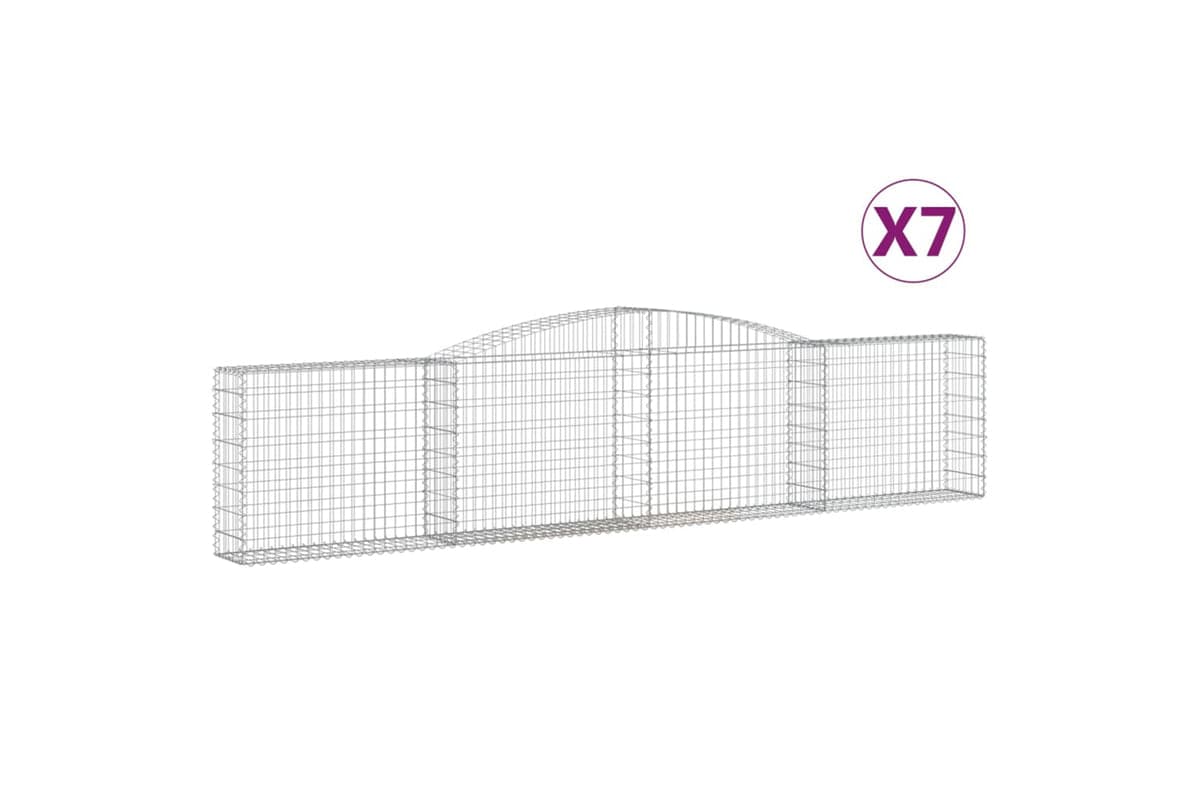 vidaXL 3146858 Arched Gabion Baskets 7 Pcs 400x30x80/100cm Galvanised Iron