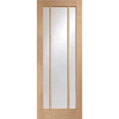 Internal Oak FD30 Fire Door with Clear Glass - 3-Light - Pre-Finished - 1981 x 838 x 44mm - Worcester - XL Joinery