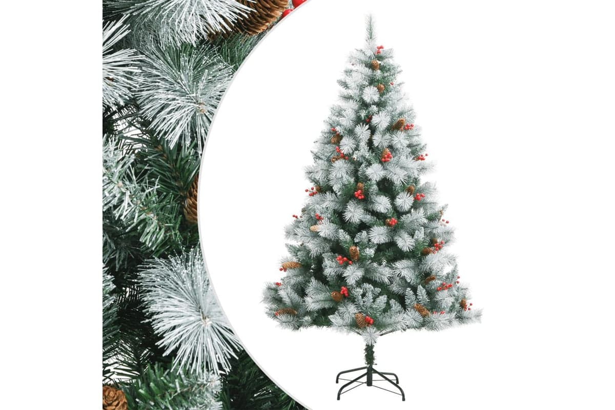 Vidaxl Artificial Hinged Christmas Tree With Cones And Berries 210 Cm