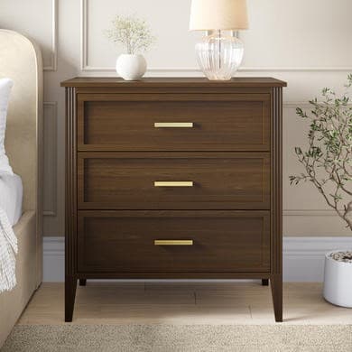 Walnut 3 Drawer Chest of Drawers - Delilah