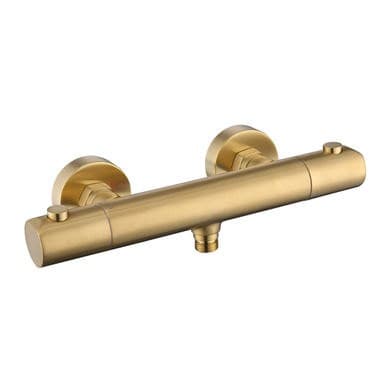 ONLY OPENED - Brushed Brass Thermostatic Bar Valve with Bottom Outlet - Arissa