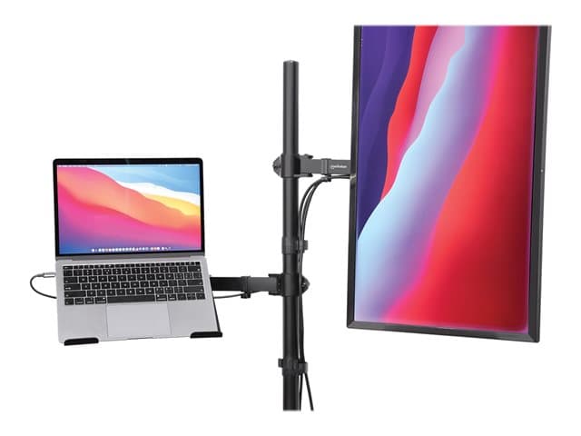 Manhattan TV & Monitor & Laptop Combo Mount, Desk, Full Motion, 1 screen, Screen Sizes: 10-27", Laptop up to 17", Black, Clamp Assembly, VESA 75x75 to