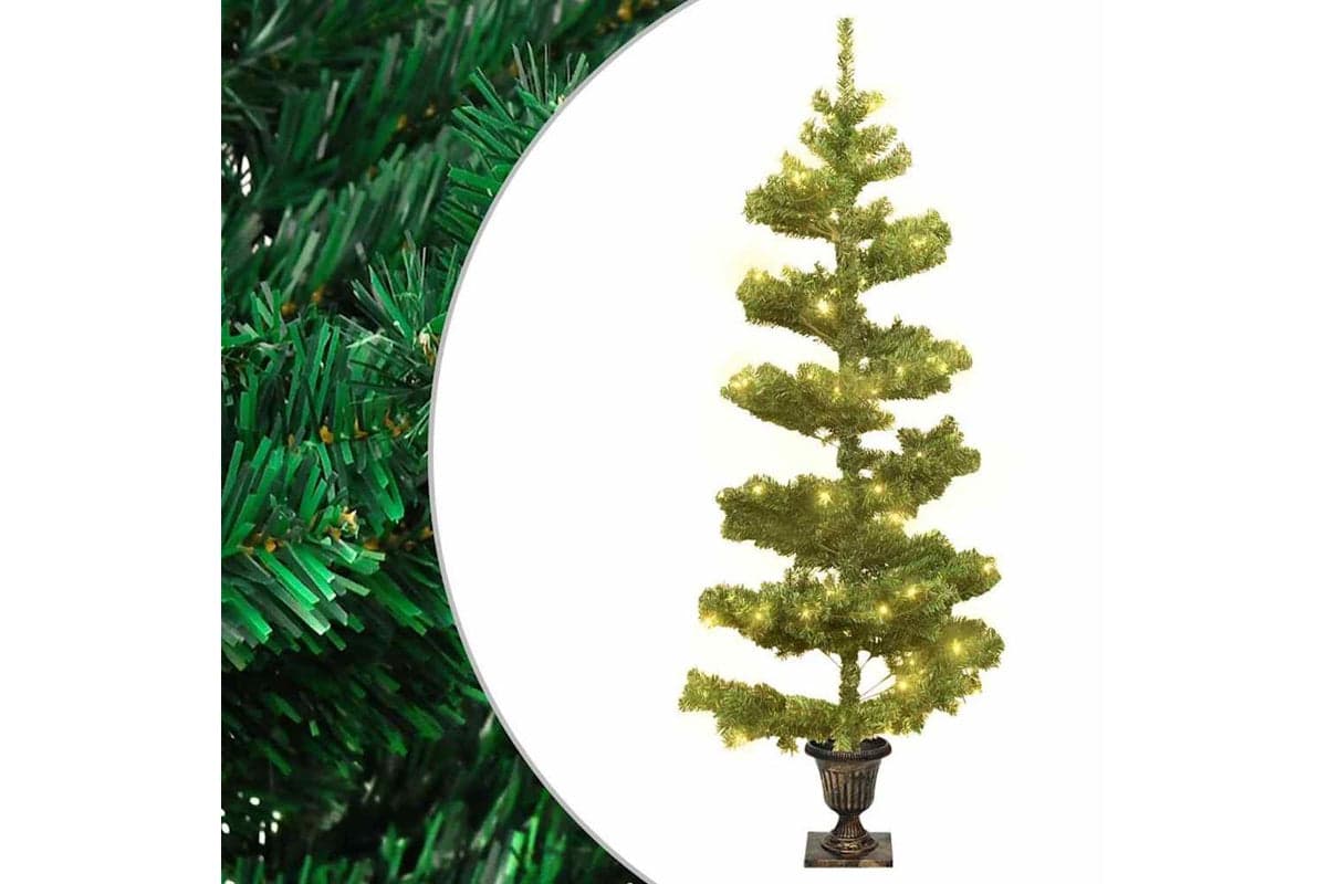 Vidaxl Swirl Pre-lit Christmas Tree With Pot Green 120 Cm Pvc