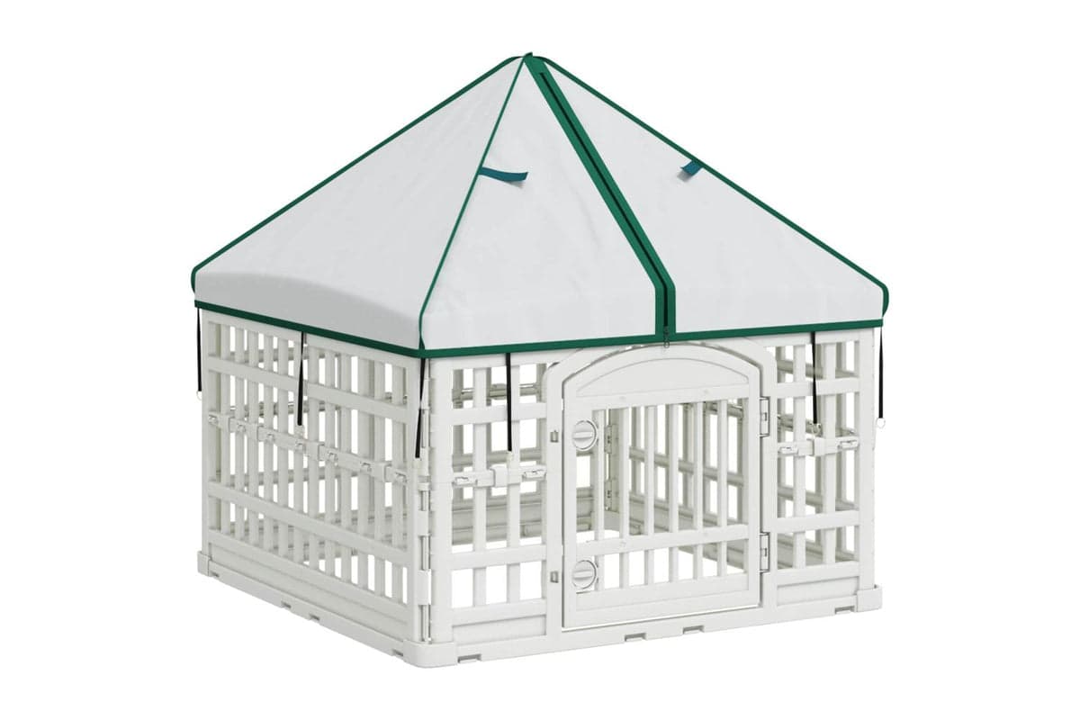 Vidaxl 4 Panel Dog Playpen With Roof 88 X 88 X 112 Cm Plastic White