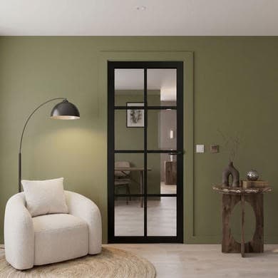 Internal Black Laminate Glazed Crittal Door with Clear Glass - Pre-Finished - 1981 x 762 x 35mm - Haringey - XL Joinery