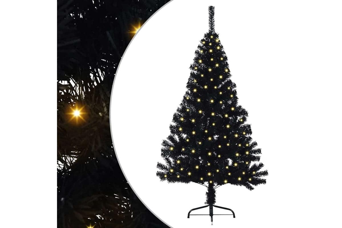 Vidaxl Artificial Pre-lit Christmas Tree Black 120 Cm Pvc