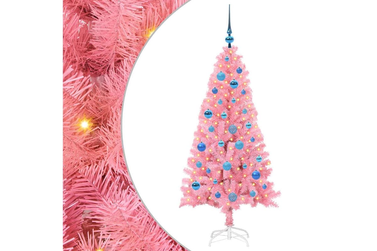 Vidaxl Christmas Tree With 150 Leds With Stand Pink 150 Cm Pvc