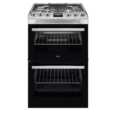 GRADE A1 - AEG 55cm Gas Cooker with Lid - Stainless Steel