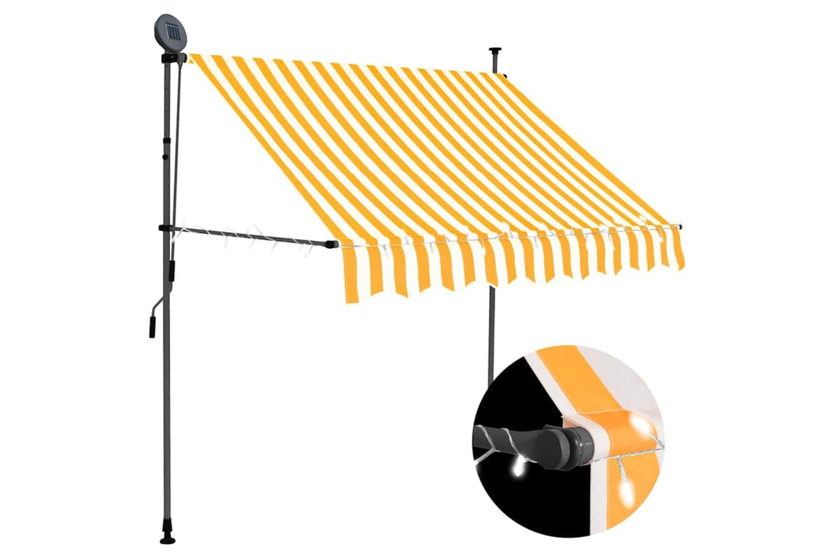 vidaXL 145856 Manual Retractable Awning With Led 150cm White And Orange