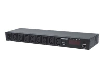 INTELLINET - 19" Intelligent 8-Port PDU, 19" Rackmountable C13 Intelligent Power Distribution Unit, Monitors Power, Temperature and Humidity - power distribution unit
