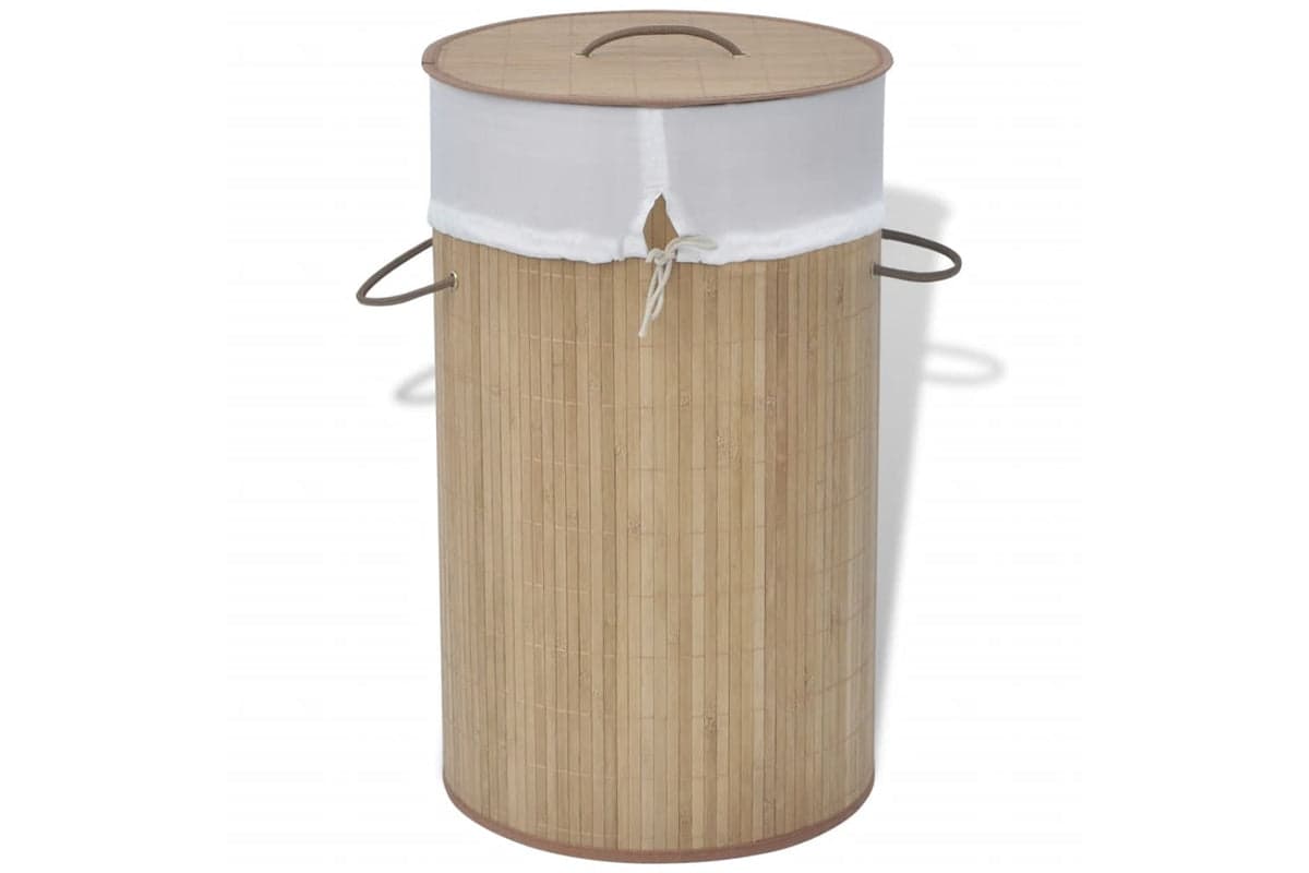 Vidaxl Bamboo Laundry Bin Round Natural