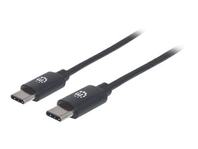MANHATTAN - USB-C to USB-C Cable, 1m, Male to Male, 480 Mbps (USB 2.0), 3A (fast charging), Hi-Speed USB, Black, Lifetime Warranty, Polybag - USB-C cable - USB-C to USB-C - 1 m