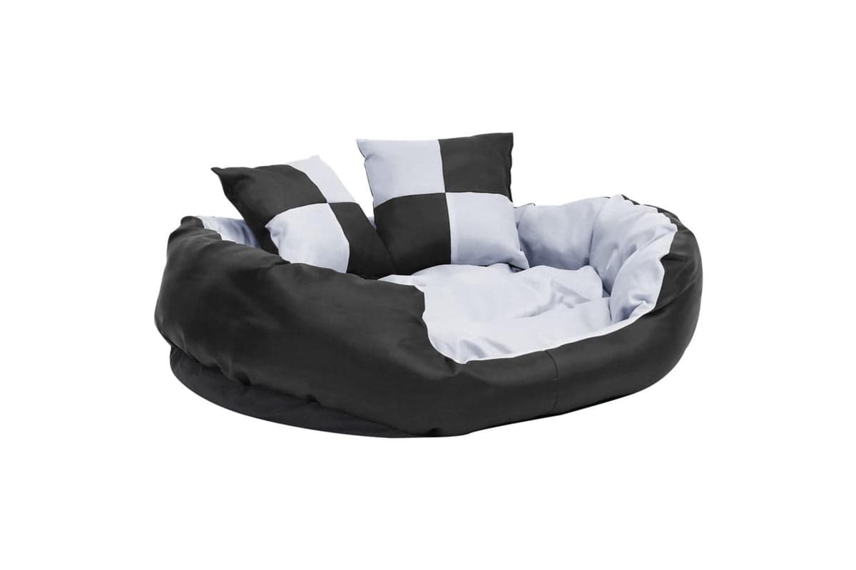 Reversible Washable Dog Cushion Grey And Black 85x70x20 Cm